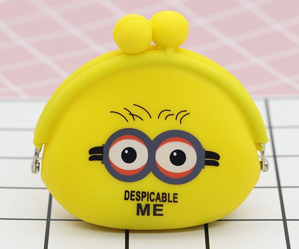 便攜硅膠錢包，卡扣硅膠零錢包，小黃人零錢包